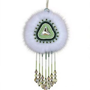 Oroqen Ethnic Double-Sided Sunflower Fridge Magnet｜Handmade Rabbit Fur & Beaded Gem Cultural Decor