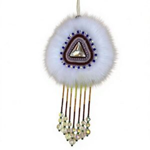 Oroqen Ethnic Intangible Cultural Heritage Sunflower Brooch｜Single-Sided Rabbit Fur with Gem & Bead Decoration