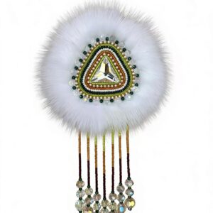 Oroqen Ethnic Double-Sided Sunflower Fridge Magnet｜Rabbit Fur & Beaded Gem Cultural Decor